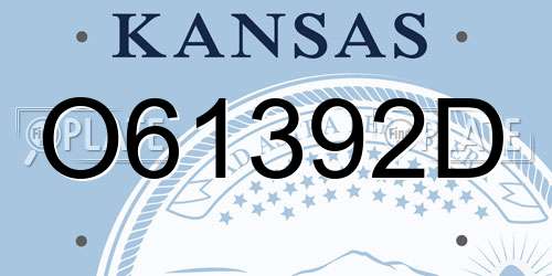 O61392D Kansas License Plate