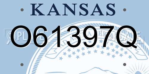 O61397Q Kansas License Plate