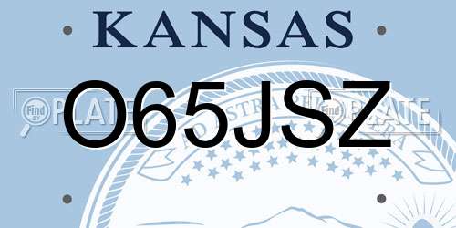 O65JSZ Kansas License Plate