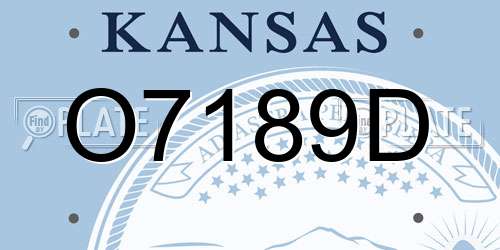 O7189D Kansas License Plate