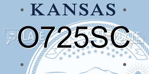 O725SC Kansas License Plate