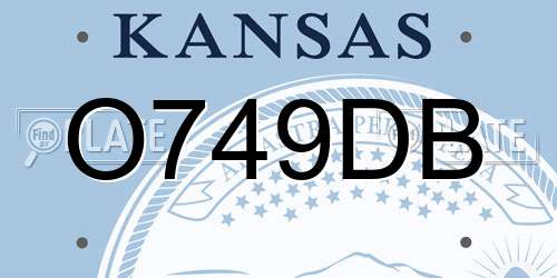 O749DB Kansas License Plate