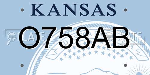 O758AB Kansas License Plate
