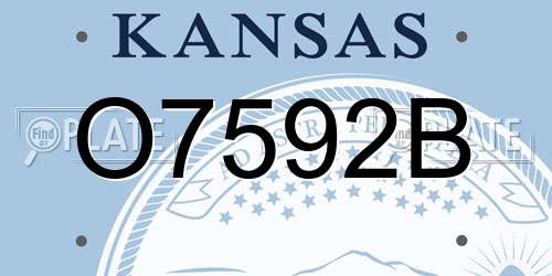 O7592B Kansas License Plate