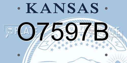 O7597B Kansas License Plate