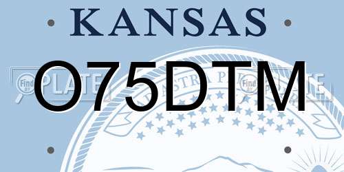 O75DTM Kansas License Plate