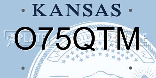O75QTM Kansas License Plate