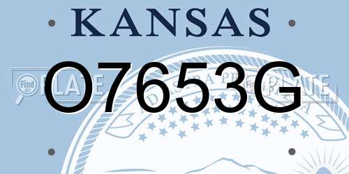 O7653G Kansas License Plate