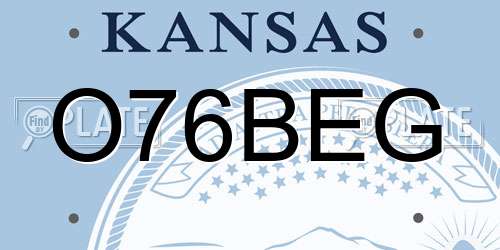 O76BEG Kansas License Plate