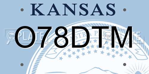 O78DTM Kansas License Plate