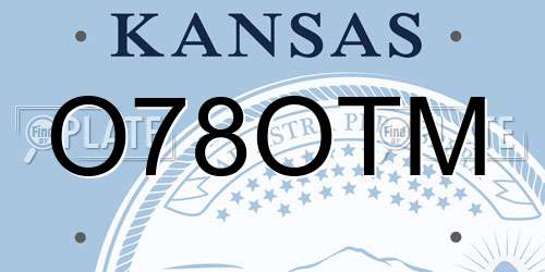 O78OTM Kansas License Plate