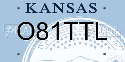 O81TTL Kansas License Plate