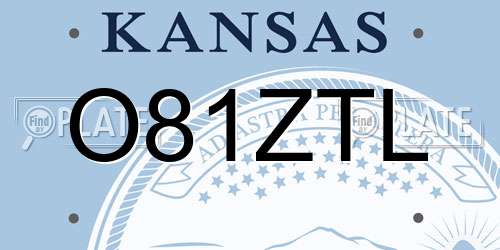 O81ZTL Kansas License Plate