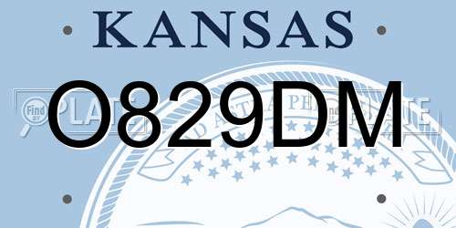O829DM Kansas License Plate
