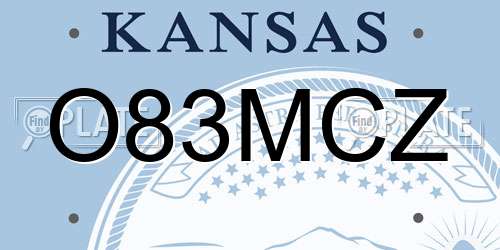 O83MCZ Kansas License Plate