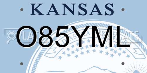 O85YML Kansas License Plate