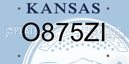 O875ZI Kansas License Plate