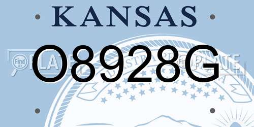 O8928G Kansas License Plate