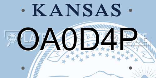 OA0D4P Kansas License Plate