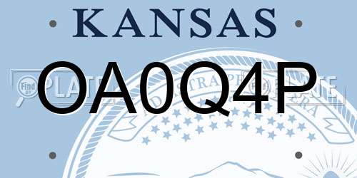 OA0Q4P Kansas License Plate