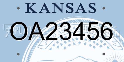 OA23456 Kansas License Plate