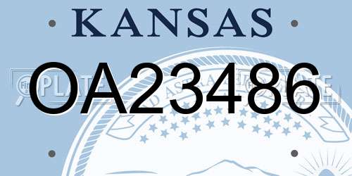 OA23486 Kansas License Plate