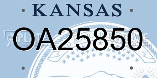 OA25850 Kansas License Plate