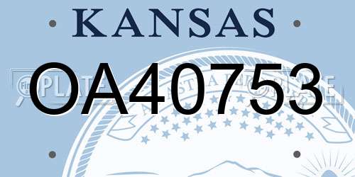OA40753 Kansas License Plate