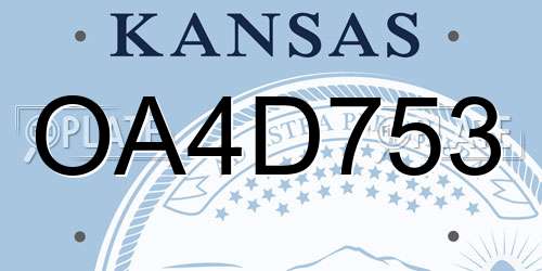 OA4D753 Kansas License Plate