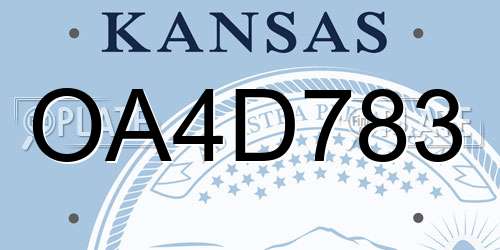 OA4D783 Kansas License Plate