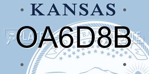 OA6D8B Kansas License Plate