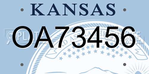 OA73456 Kansas License Plate
