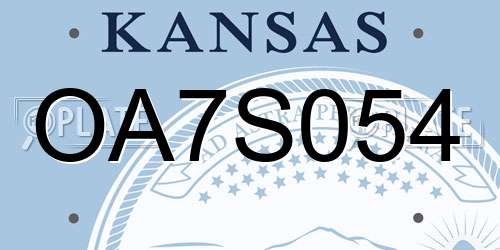 OA7S054 Kansas License Plate