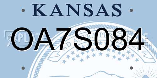 OA7S084 Kansas License Plate