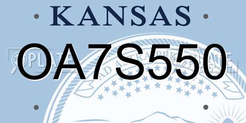 OA7S550 Kansas License Plate
