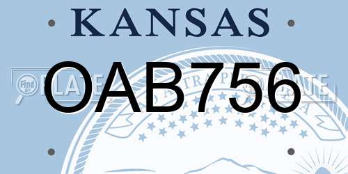 OAB756 Kansas License Plate
