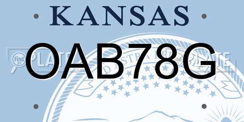 OAB78G Kansas License Plate