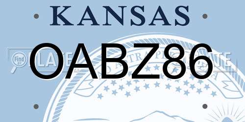 OABZ86 Kansas License Plate
