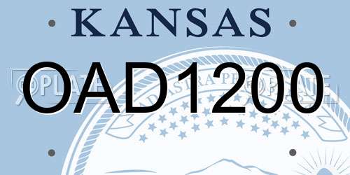 OAD1200 Kansas License Plate
