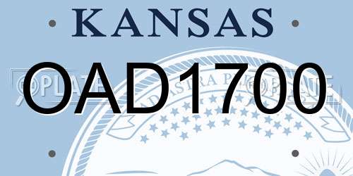 OAD1700 Kansas License Plate