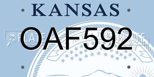 OAF592 Kansas License Plate