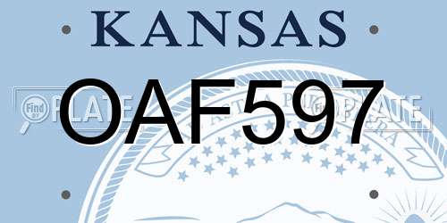 OAF597 Kansas License Plate