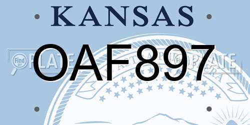 OAF897 Kansas License Plate
