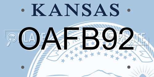 OAFB92 Kansas License Plate