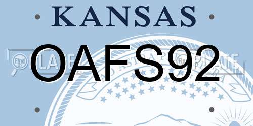 OAFS92 Kansas License Plate