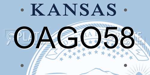 OAGO58 Kansas License Plate