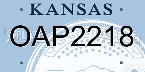 OAP2218 Kansas License Plate