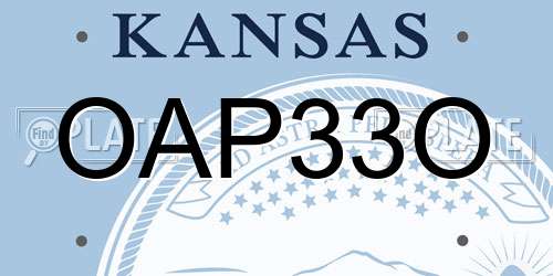 OAP33O Kansas License Plate