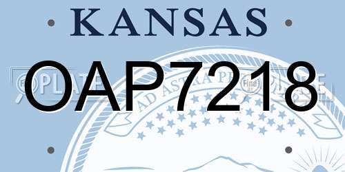 OAP7218 Kansas License Plate