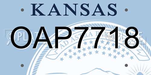 OAP7718 Kansas License Plate